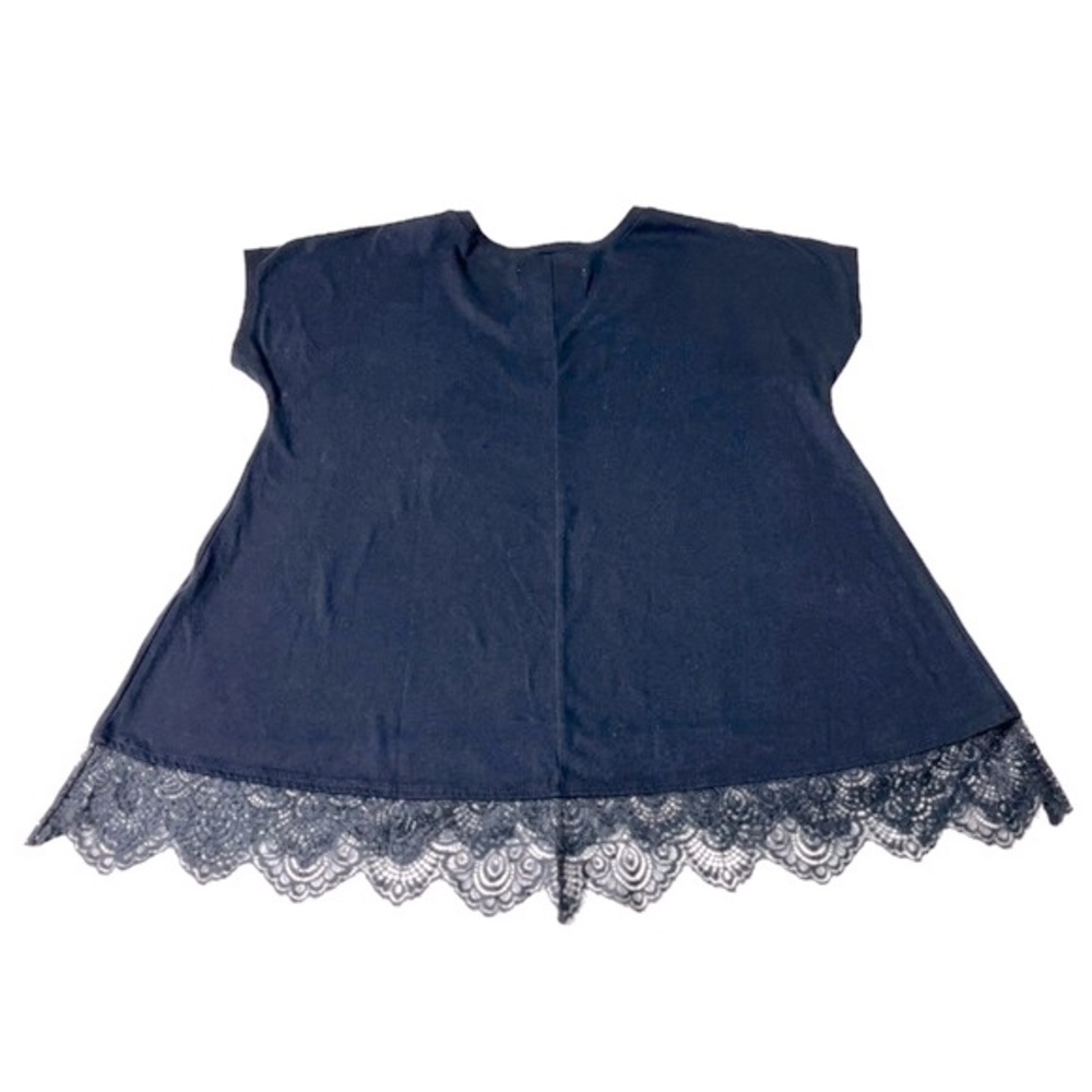 Abercrombie & Fitch Y2K Era Navy Blue Lace Hem Knit Top Size M - Picture 3 of 10